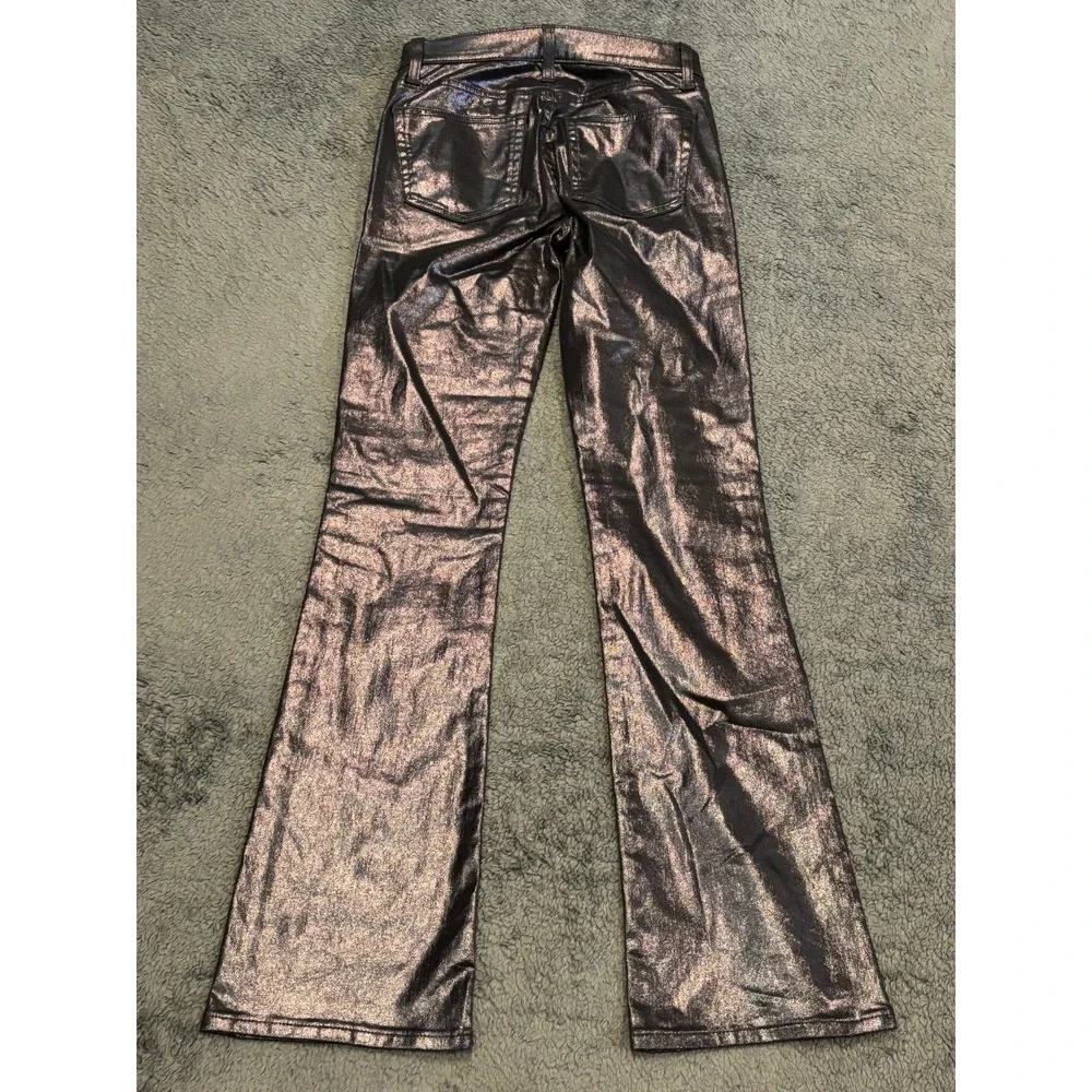 GAP Metallic Baby Boot Mid Rise Jeans Womens 25/0 Silver Casual Stretch